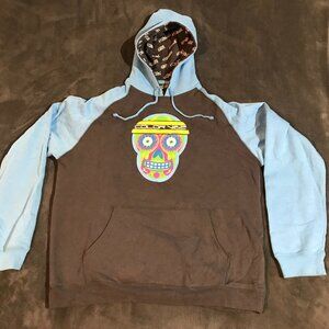 swtr035 - Men's Color Vibe 5K Blue/Black Skull hoodie size 2XL
